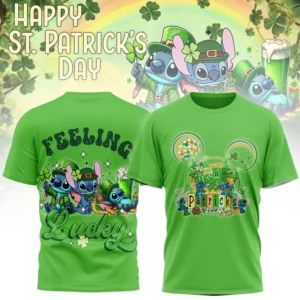 Stitch and Angel St. Patrick's Day Feeling Lucky T-Shirt