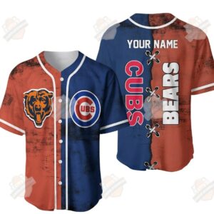Chicago Cubs Chicago Bears Custom Name Baseball Jersey