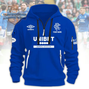 Rangers FC Unibet Zero Mission Personalized 1/4 Zip Hoodie