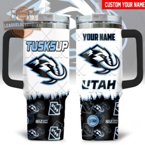 Utah Mammoth Tusks Up Hockey Custom Name Tumbler With Handle