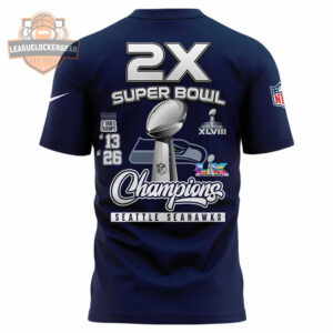 Seattle Seahawks 2X Super Bowl Champions Super Bowl XLVIII & LX T-Shirt