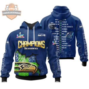 Seattle Seahawks Super Bowl LX Champions Player Roster 3D Hoodie