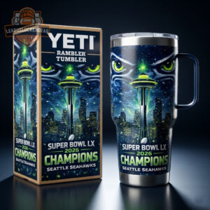 Seattle Seahawks Super Bowl LX 2026 Champions YETI Rambler Tumbler