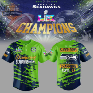 Seattle Seahawks Two-Time Super Bowl XLVIII LX Champions Baseball Jersey