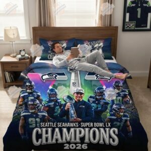 Seattle Seahawks Super Bowl LX Champions 2026 Bedding Set