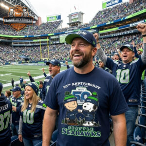 Seattle Seahawks 50th Anniversary 1976 2026 Snoopy Charlie Brown T-Shirt