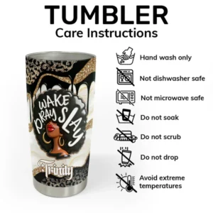 Personalized Wake Pray Slay Leopard Glitter Tumbler Cup