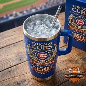 Chicago Cubs 150 Years Historic NL Anniversary 1876-2026 Tumbler With Handle And Straw