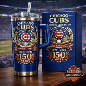 Chicago Cubs 150 Years Historic NL Anniversary 1876-2026 Tumbler With Handle And Straw