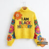 I Am Black History Floral Embroidered Turtleneck Sweater
