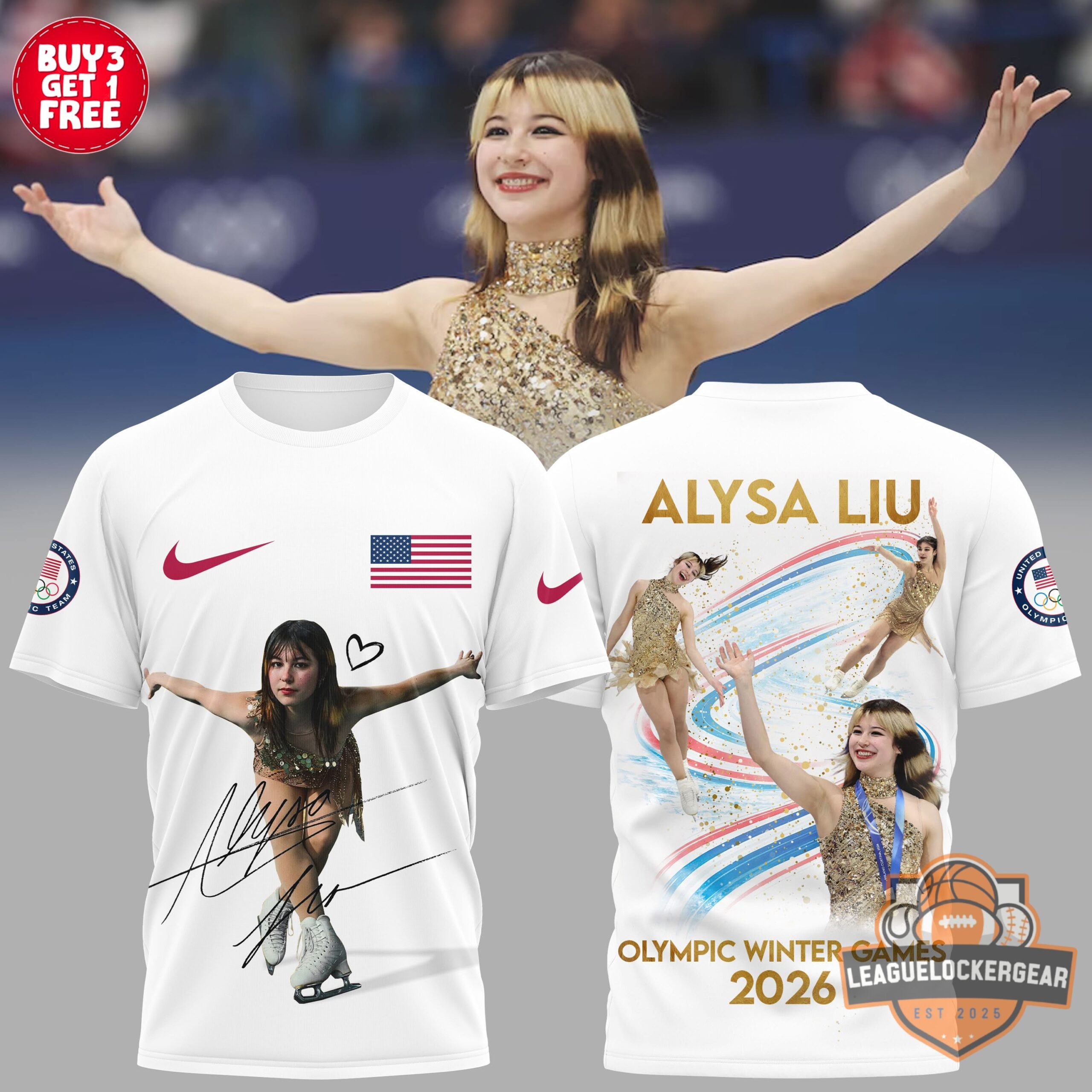Alysa Liu Olympic Winter Games 2026 Team USA Signed T-Shirt - Front View