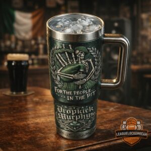 Dropkick Murphys For The People In The Pit Skeleton Bagpiper Tumbler