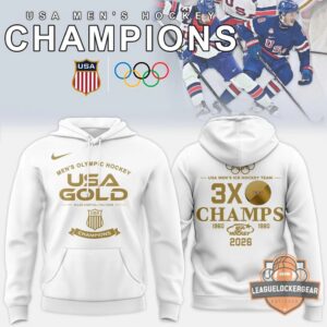 USA Men's Olympic Hockey 2026 Milan-Cortina 3X Gold Medal Champs Hoodie