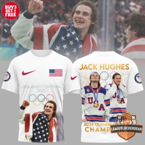 Jack Hughes Team USA 2026 Milano Cortina Olympic Gold Champion T-Shirt