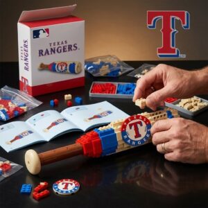 Texas Rangers Baseball Bat Building Blocks Set