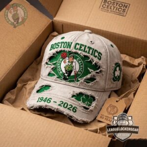 Boston Celtics 80th Anniversary 1946-2026 Distressed Hat