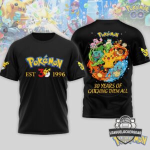 Pokémon 30th Anniversary 30 Years Of Catching Them All T-Shirt