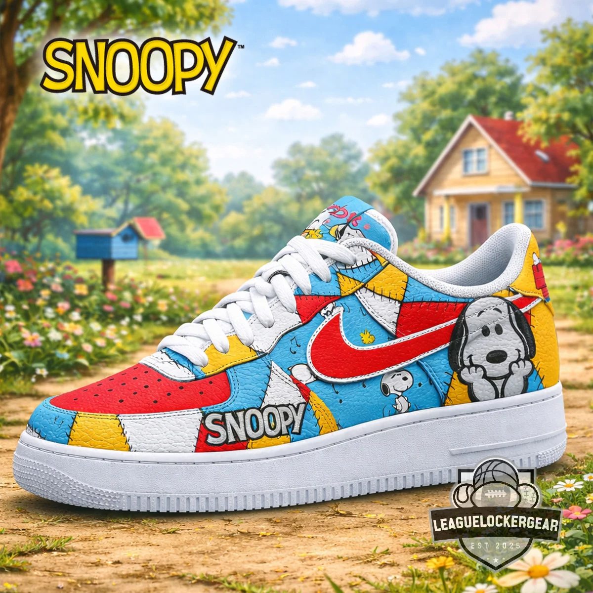 Snoopy Cartoon Patchwork Nike Air Force 1