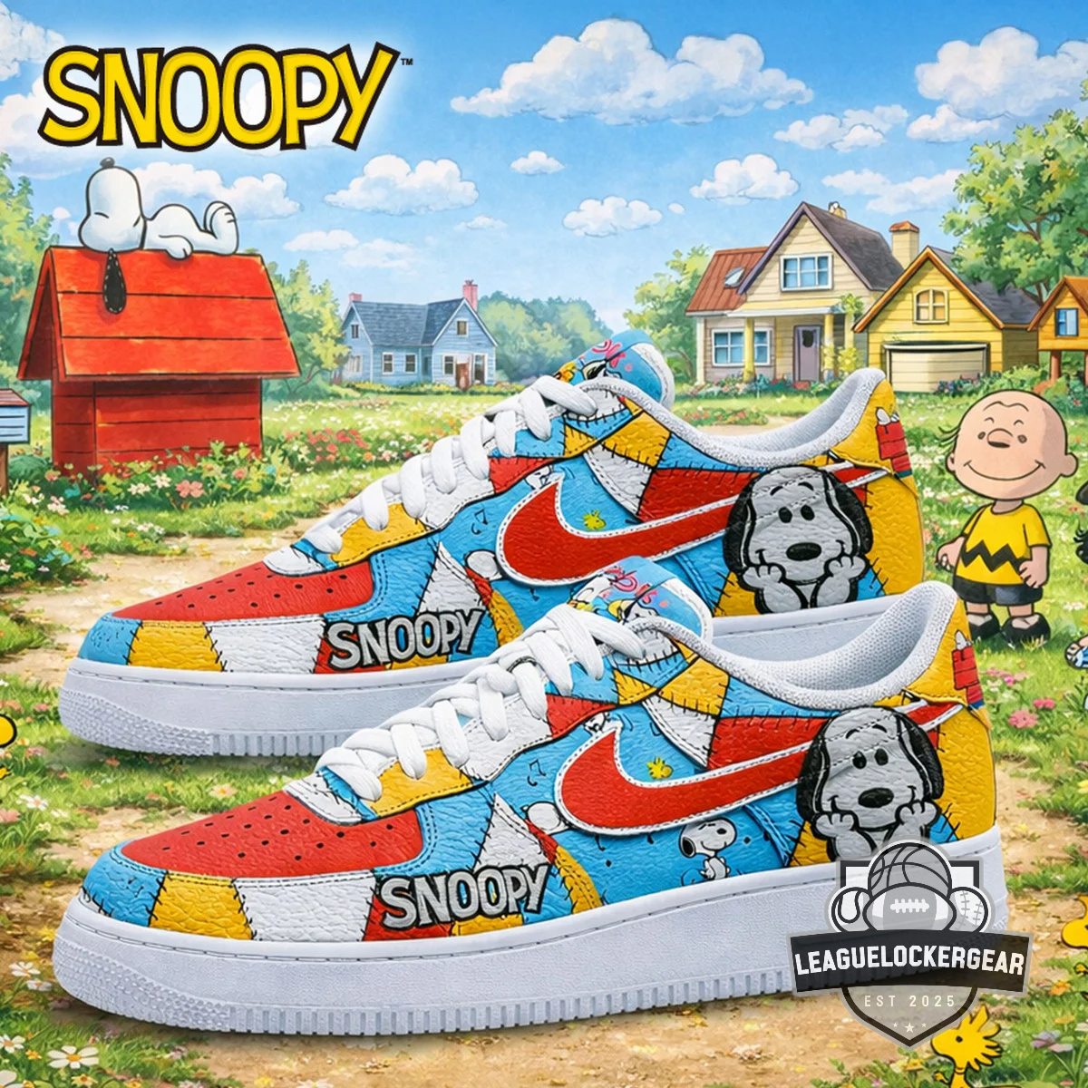 Snoopy Cartoon Patchwork Nike Air Force 1