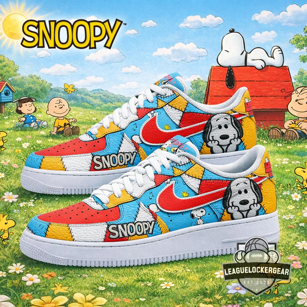 Snoopy Cartoon Patchwork Nike Air Force 1