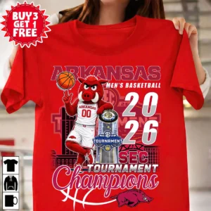 Arkansas Men's Basketball 2026 SEC Tournament Champions T-Shirt