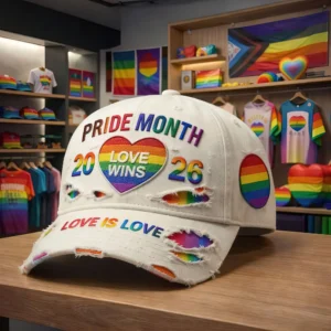 Pride Month 2026 Love Wins Love is Love Distressed Baseball Cap