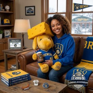 Milwaukee Brewers Snoopy Peanuts 57 Years Anniversary Pillow