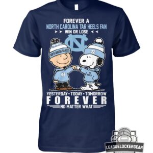 North Carolina Tar Heels Charlie Brown Snoopy Forever Fan T-Shirt