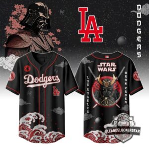 Los Angeles Dodgers Star Wars Darth Vader Samurai Style Baseball Jersey