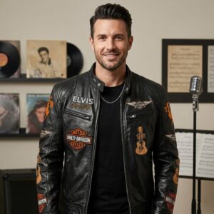 Elvis Presley The King of Rock 'n' Roll Harley-Davidson TCB Motorcycle Leather Jacket
