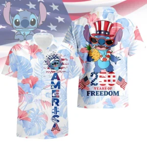Stitch 250 Years Of Freedom America Hawaiian Shirt