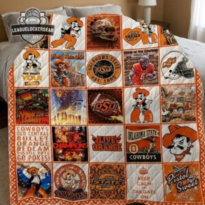 Oklahoma State Cowboys Pistol Pete Collage Quilt Blanket