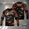 Harley-Davidson Flaming Skull 3D Zip Hoodie