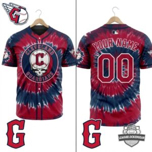 Cleveland Guardians x Grateful Dead Steal Your Face Tie Dye Baseball Jersey