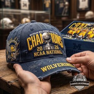 Michigan Wolverines Basketball 2026 NCAA National Champions Signed Distressed Hat