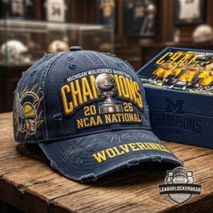 Michigan Wolverines Basketball 2026 NCAA National Champions Signed Distressed Hat