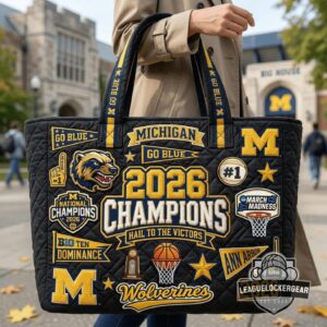 Michigan Wolverines 2026 National Champions Quilted Tote Bag