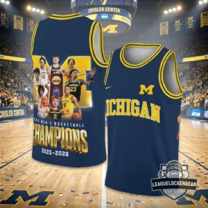 Michigan Wolverines NCAA Men's Basketball Champions 2025-2026 Basketball Jersey