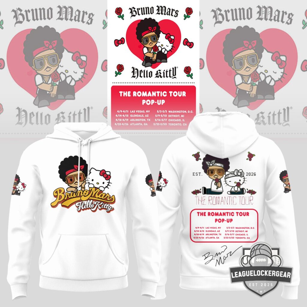 Bruno Mars x Hello Kitty The Romantic Tour 2026 Pop-Up Hoodie ...