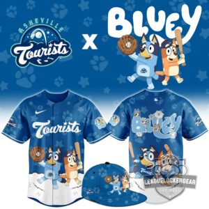 Asheville Tourists Bluey Night Collaboration Baseball Jersey