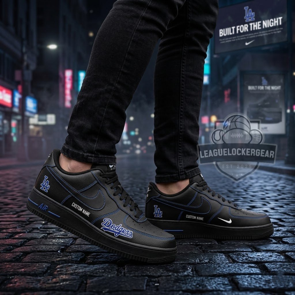 Los Angeles Dodgers 2026 Fashion Black Out Air Force 1 Shoes
