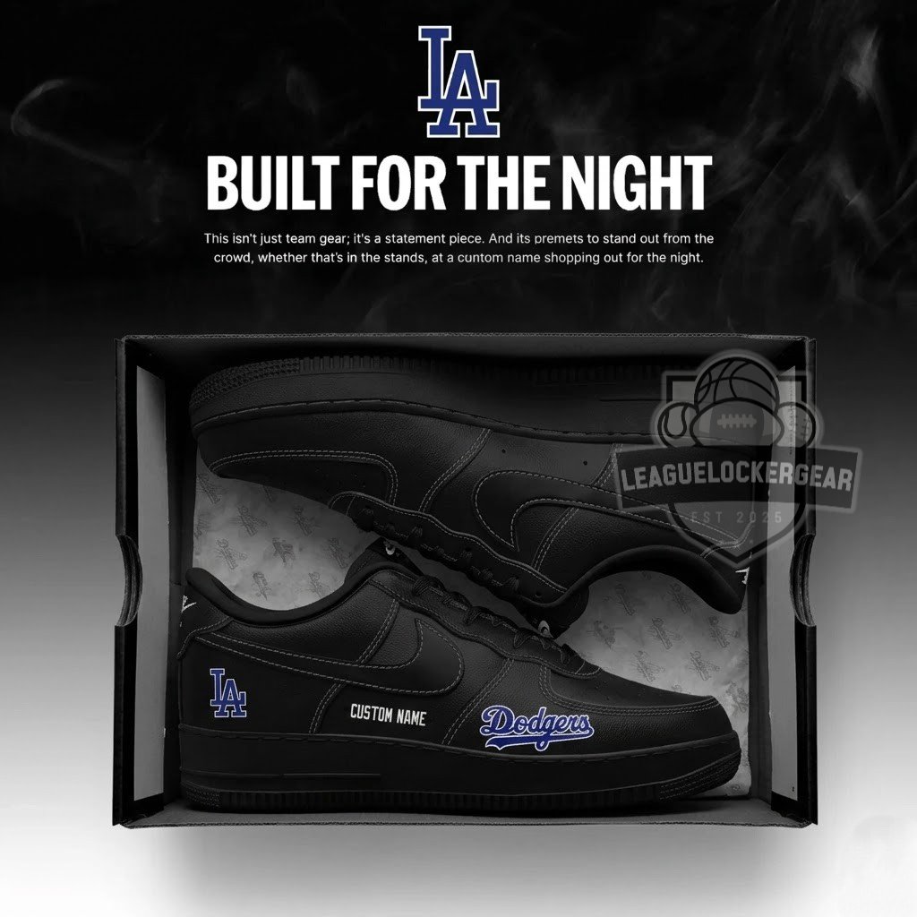 Los Angeles Dodgers 2026 Fashion Black Out Air Force 1 Shoes