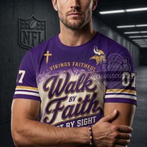 Minnesota Vikings Walk by Faith 3D T-Shirt
