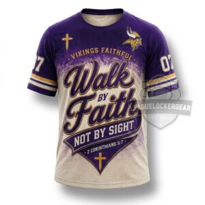 Minnesota Vikings Walk by Faith 3D T-Shirt