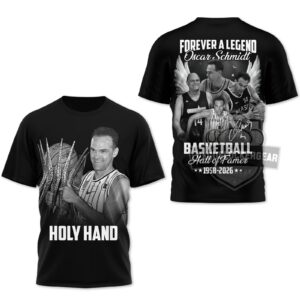 Oscar Schmidt Holy Hand Basketball Hall of Famer 1958-2026 T-Shirt