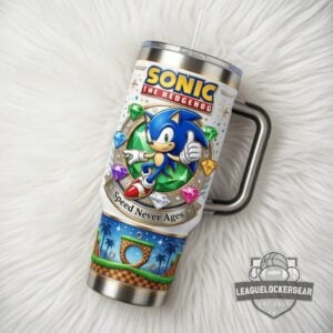 Sonic The Hedgehog 35th Anniversary Speed Never Ages Tumbler with Handle