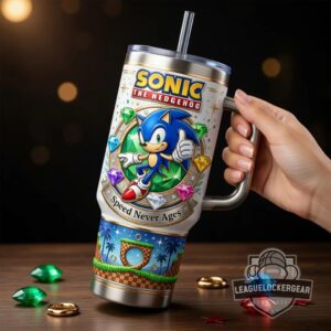 Sonic The Hedgehog 35th Anniversary Speed Never Ages Tumbler with Handle