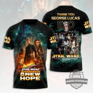 Star Wars 50th Anniversary 1977-2027 Thank You George Lucas Signatures T-Shirt