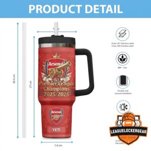 Arsenal FC Premier League Champions 2025/2026 Handled Tumbler