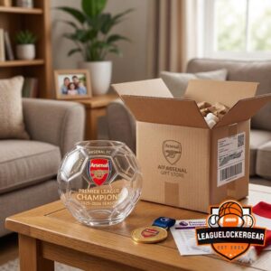 Arsenal Premier League Champions 2025-2026 Football Shaped Whiskey Glass